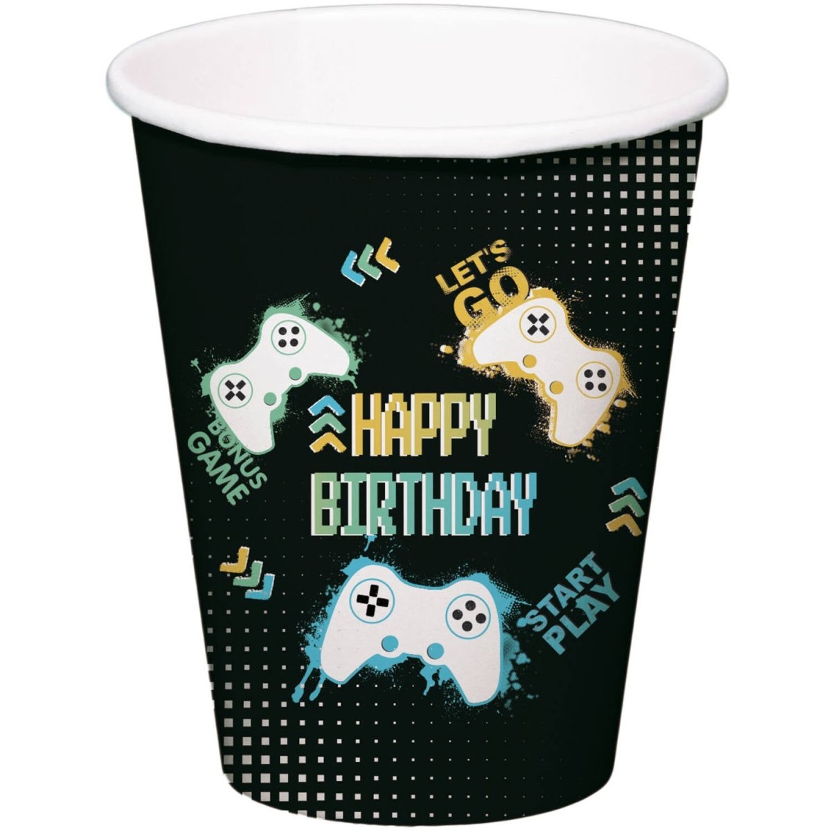 Gaming Party Bekers Zwart 250ml 8st