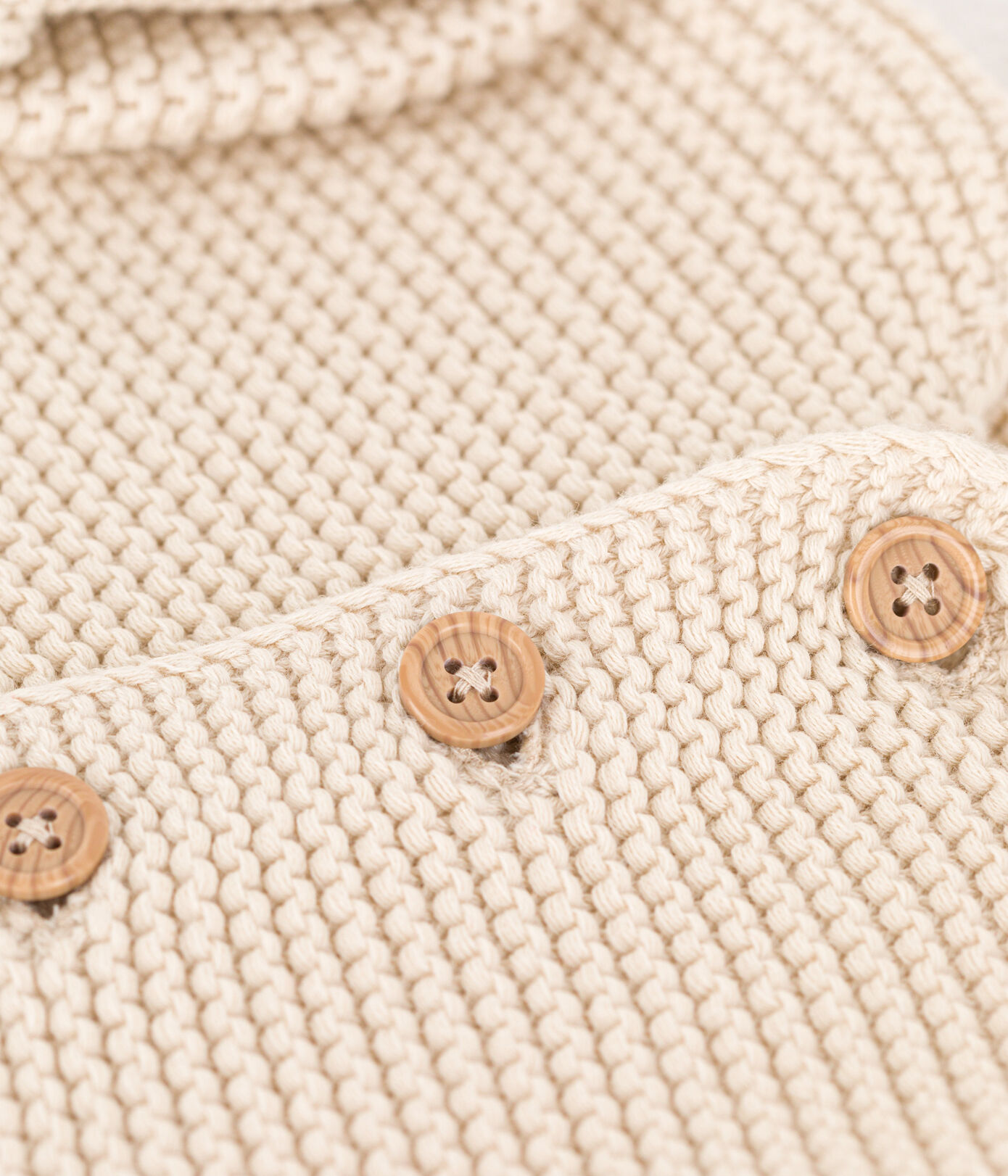 Cardigan bébé tricot point mousse en coton