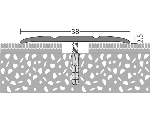 Aluminium overgangsprofiel, zilver, geperforeerd, 38 x 1000 mm