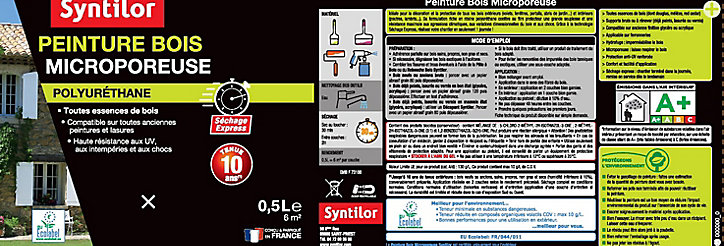 Peinture extérieure et intérieure bois microporeuse beige sable Syntilor 0,5L