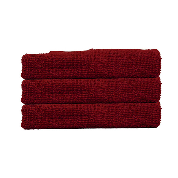 Essuie-mains éponge coton 40 x 40 cm 450 g/m2 rouge, lot de 3