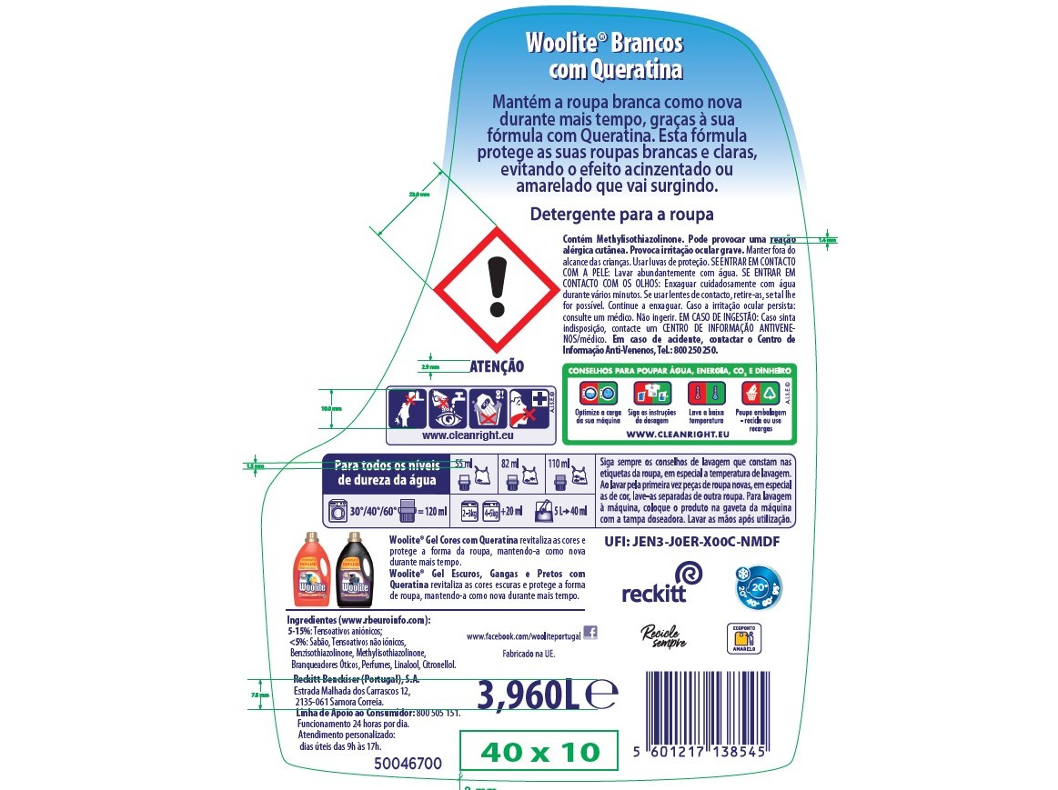 DETERGENTE ROUPA LIQUIDO WOOLITE BRANCOS 72D