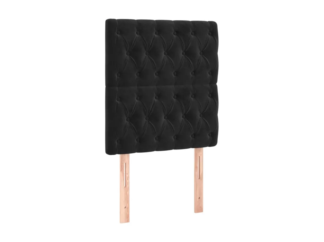 Sommier tapissier avec matelas et LED Noir 90x190 cm Velours