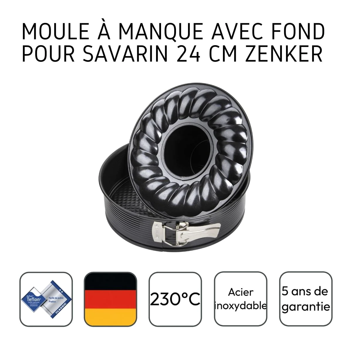 Moule à manqué et à savarin double fond 24 cm Black Metallic Zenker