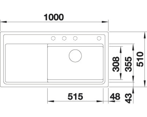 Blanco ZENAR XL 6 S DGP spoelbak, 1000 x 510 mm, antraciet, 524052, 1 bak, bak rechts, met afdruiprek