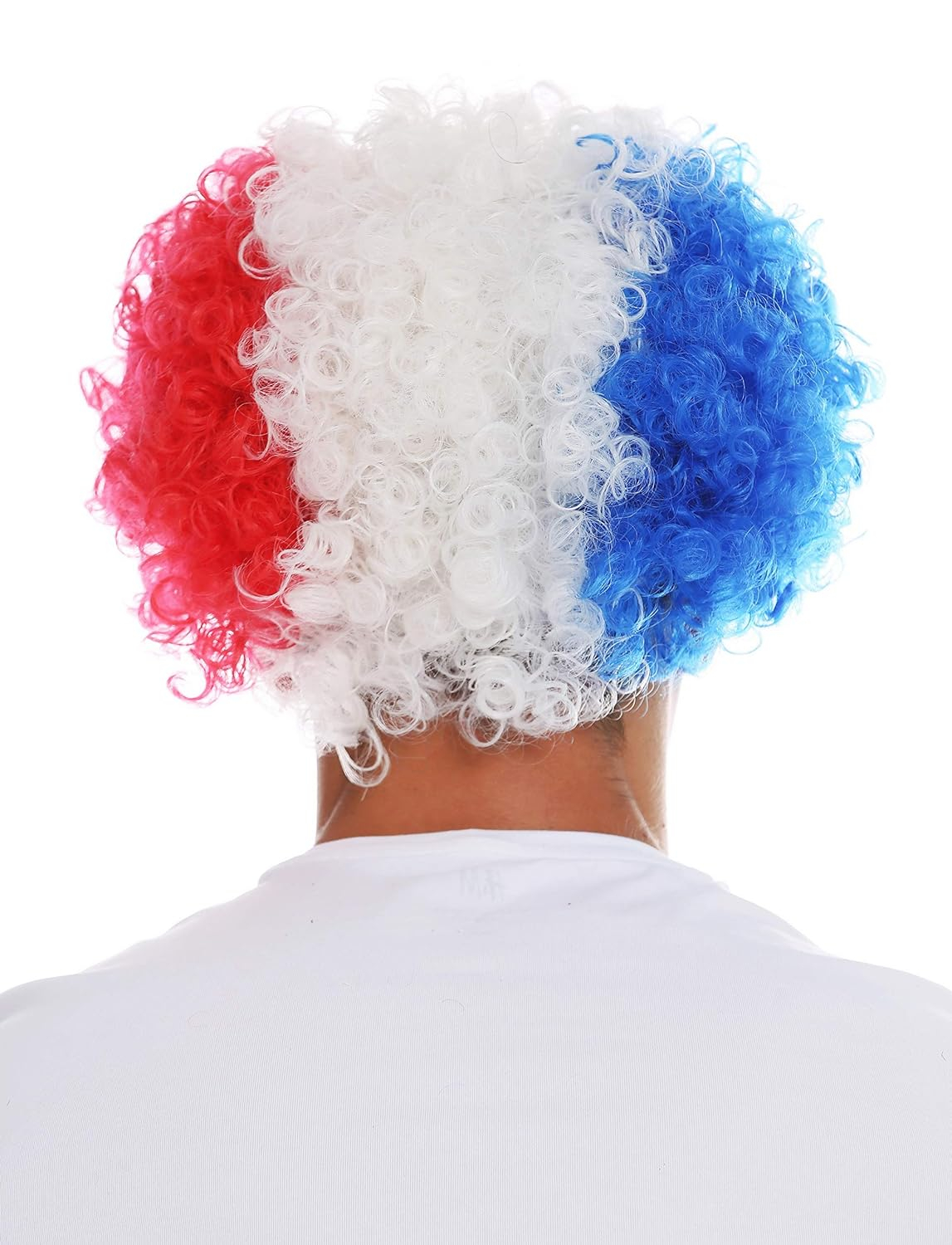 Fussball Fan Perücke mit Locken Party Kostüm Zubehör Fanartikel für Fussball EM / WM - Frankreich