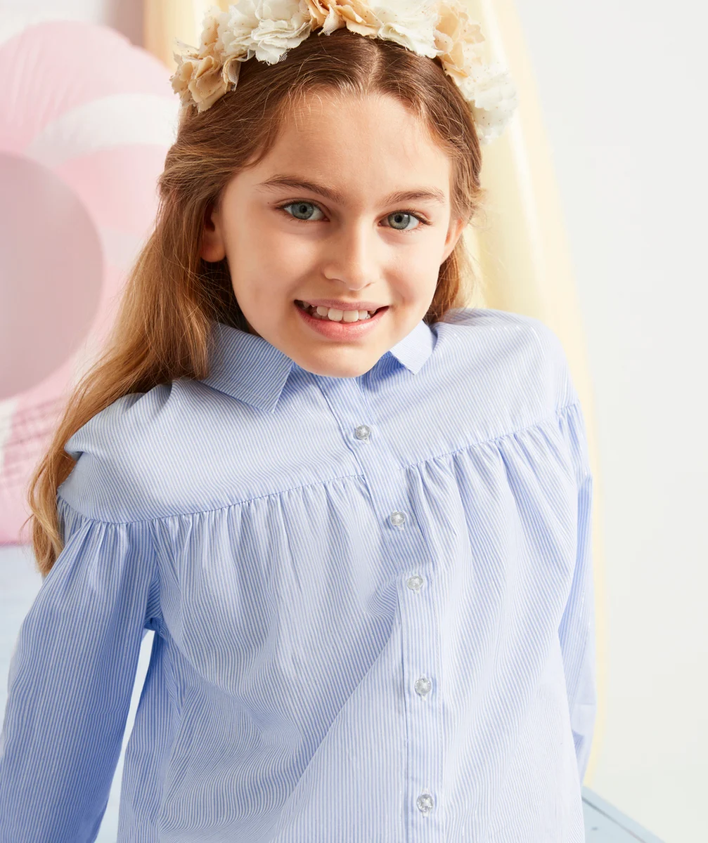 CHEMISE RAYÉE BLEU PAILLETÉE FILLE