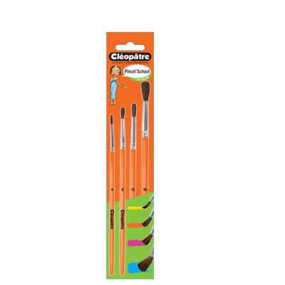 Cléopâtre - Pack de 4 pinceaux poil de poney - N°4, 8, 12 et 16