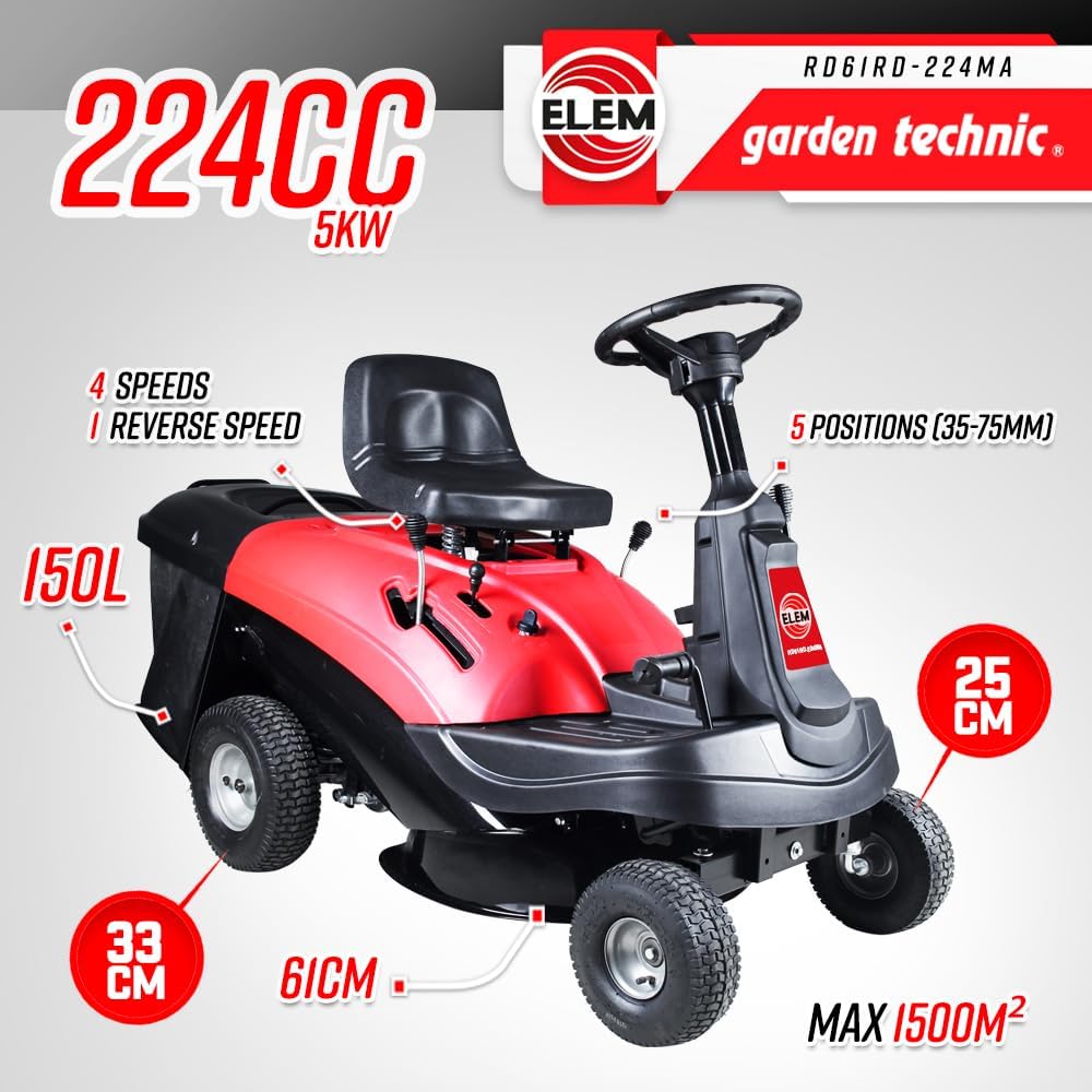 Tondeuse à Gazon autoportée 224cc - 61cm avec démarrage électrique