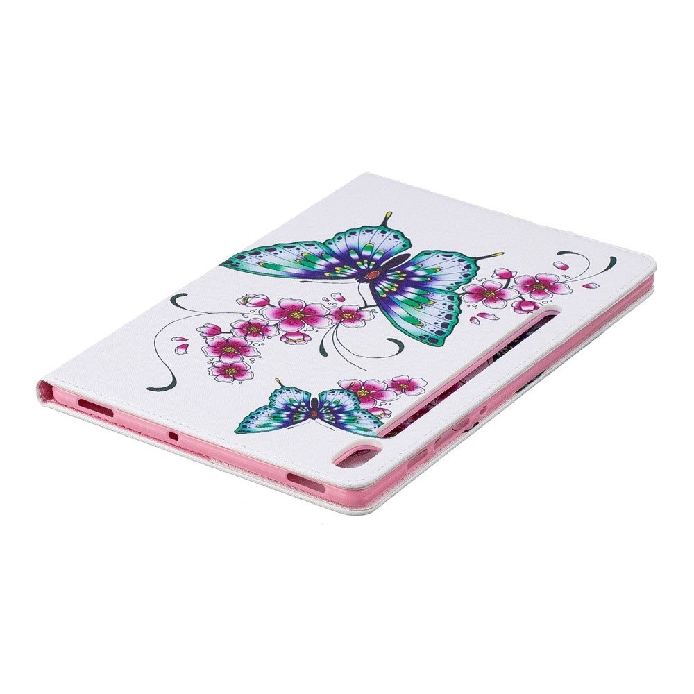 Samsung Galaxy Tab S6 Leder Tasche mit Kartenfächern - Schmetterlinge