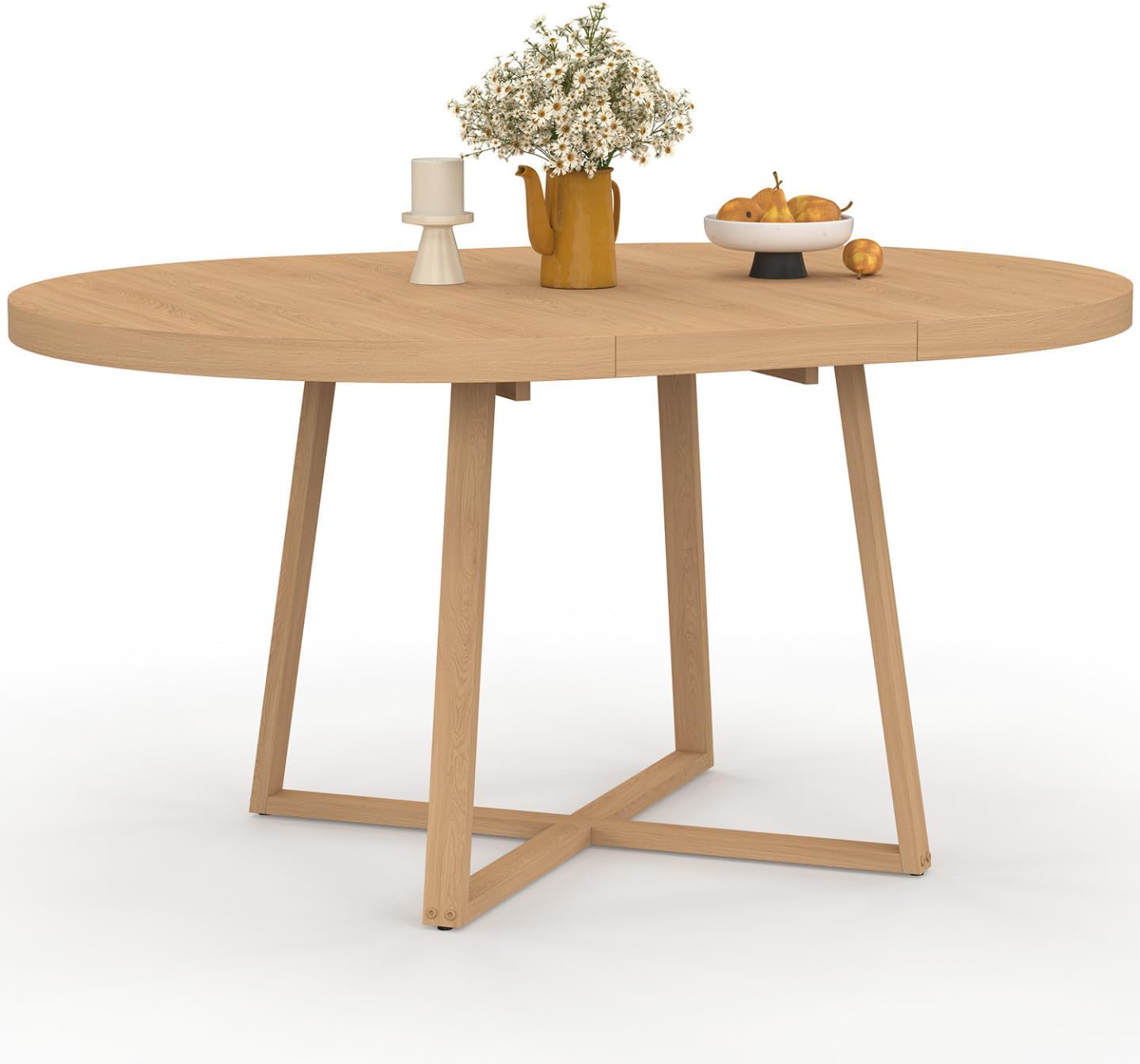 IDMarket - Ausziehbarer runder Esstisch Selma 4-8 Personen Holz Bucheffekt 110-150 cm