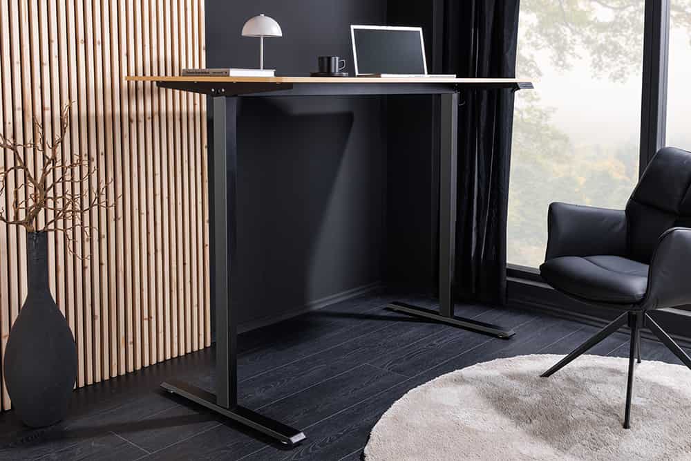 Höhenverstellbarer Schreibtisch OAK DESK 120cm natur Eiche schwarz Metall