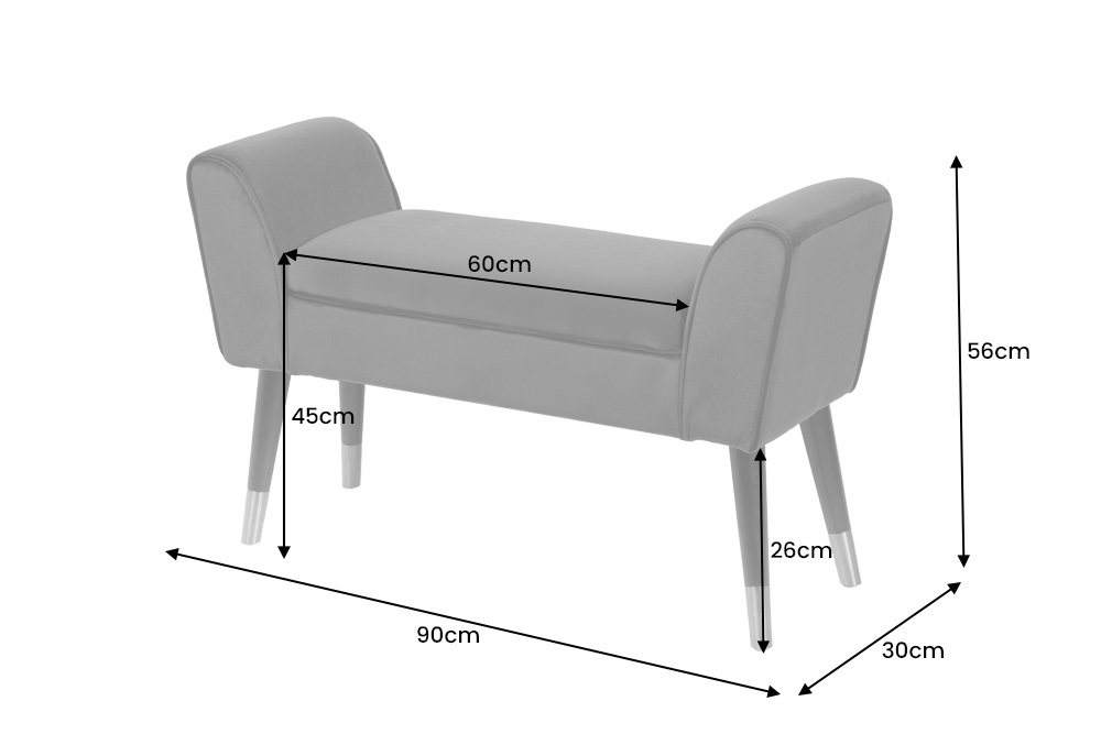 Elegante Sitzbank SCARLETT 90cm smaragdgrün Samt mit Armlehnen