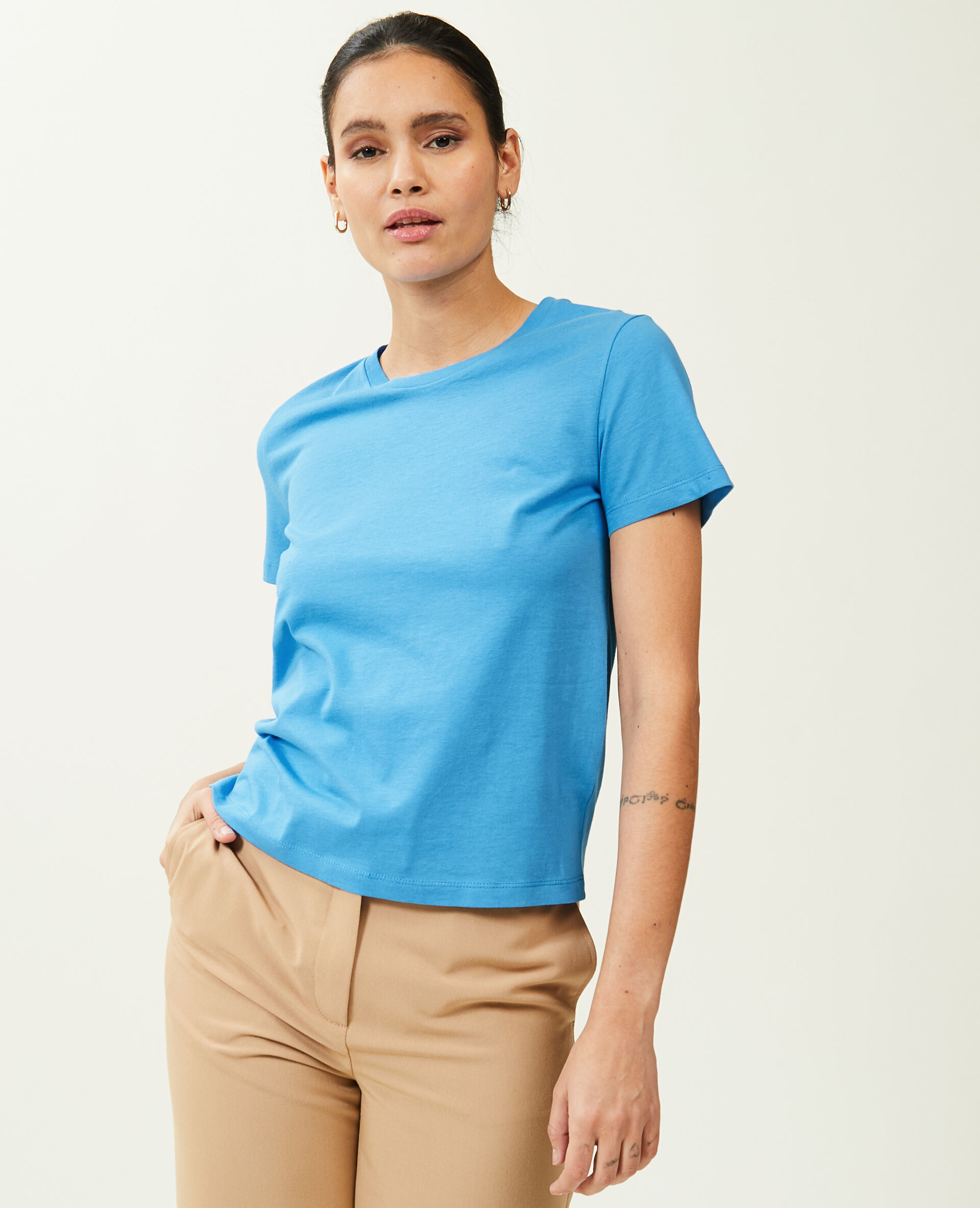 T-shirt basique col rond - Bleu