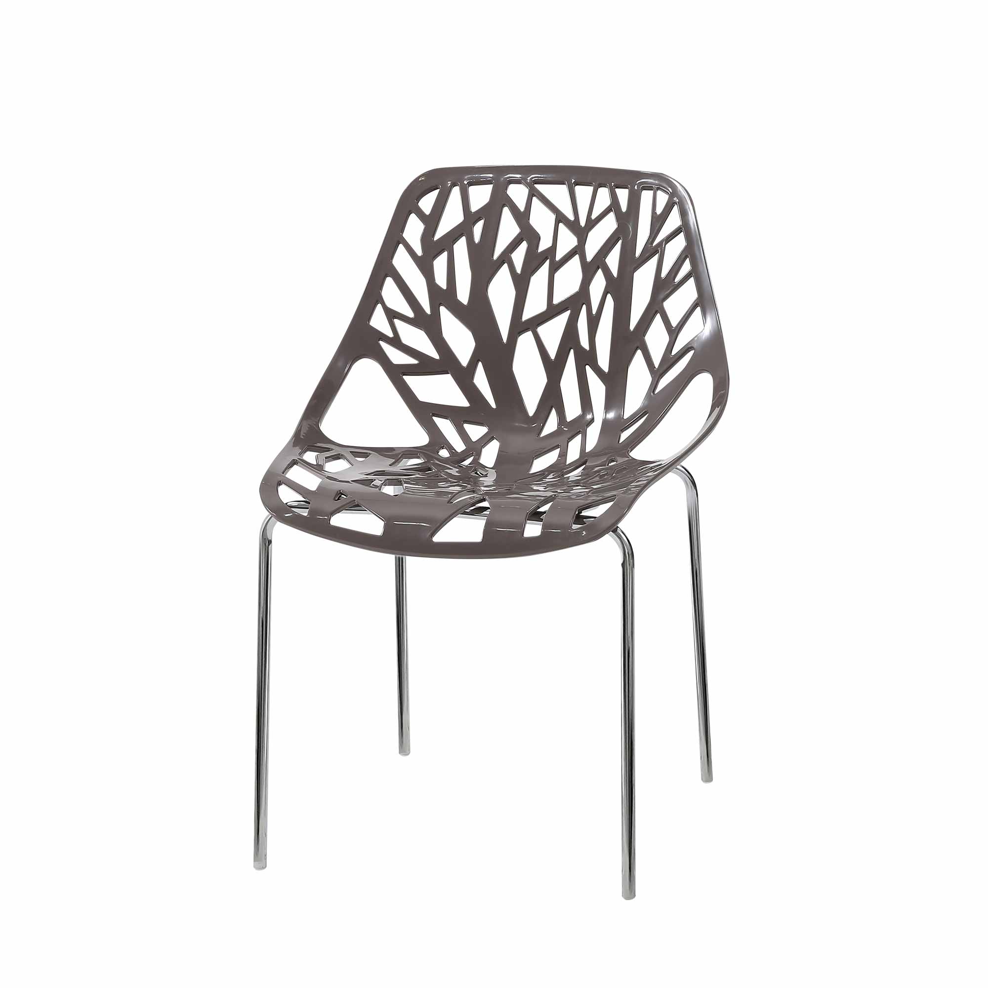 Makika Retro Stuhl Design-Stuhl - CALUNA 4er Set in Grau