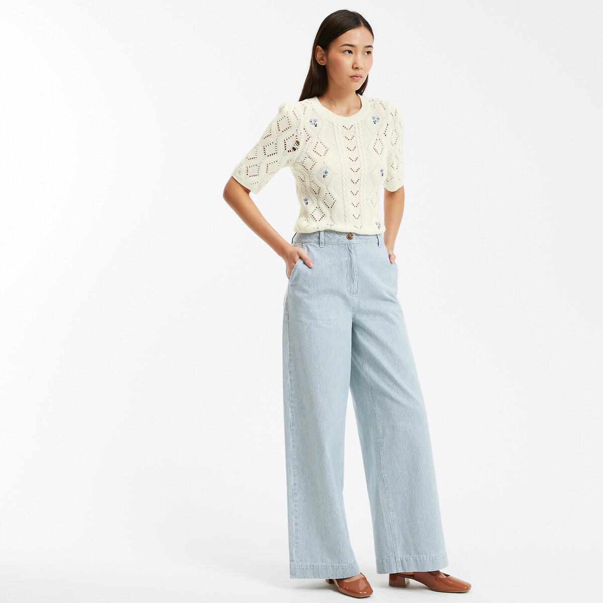 COLEÇÃO LA REDOUTE<br>Calças largas com cintura alta