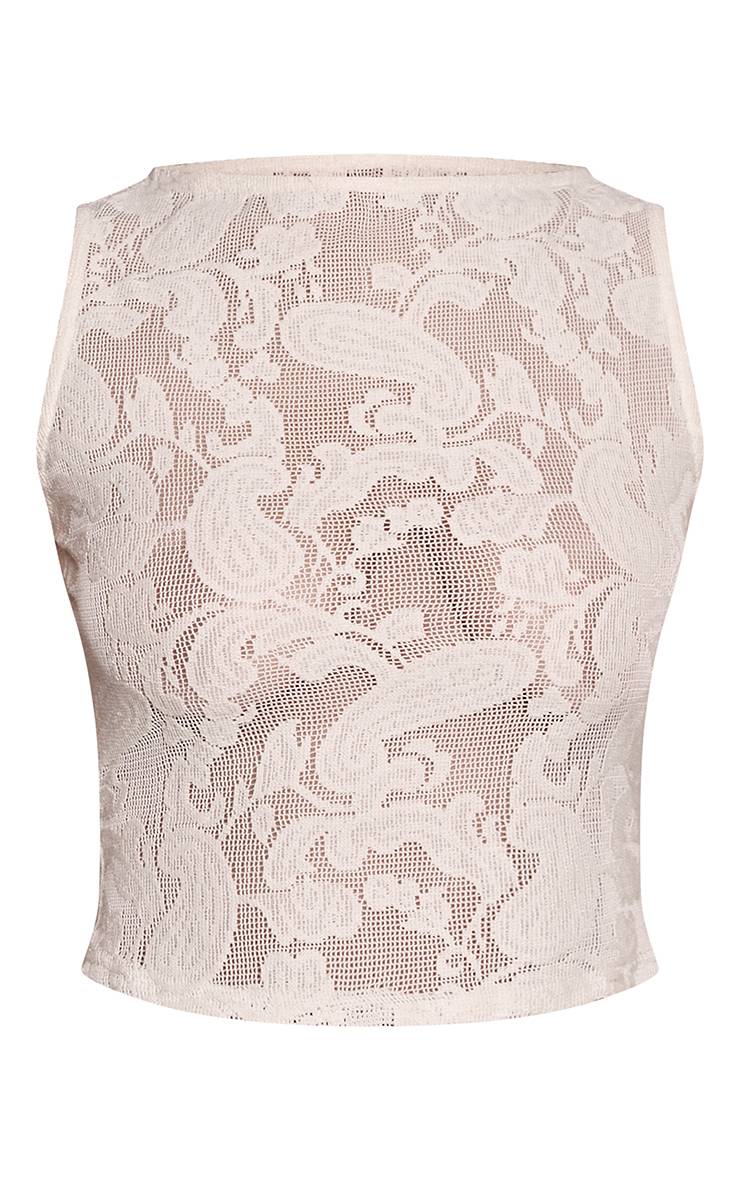 Crème Haut Ajusté Sans Manches Tissé Paisley Petite Ensemble Coordonné