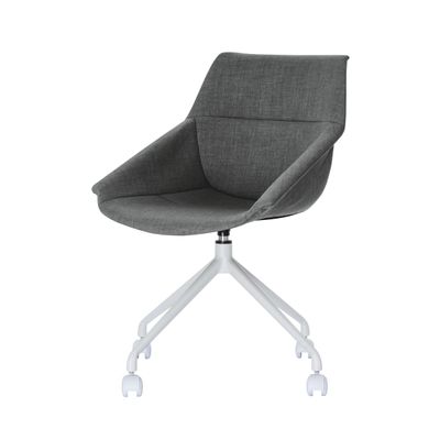 Lot de 2 chaises LUGE - pieds blancs sur roulettes - anthracite