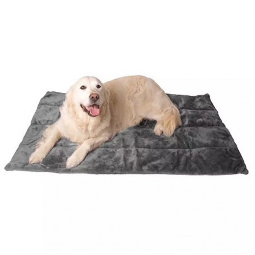 cobertor cinza para descanso de cachorro