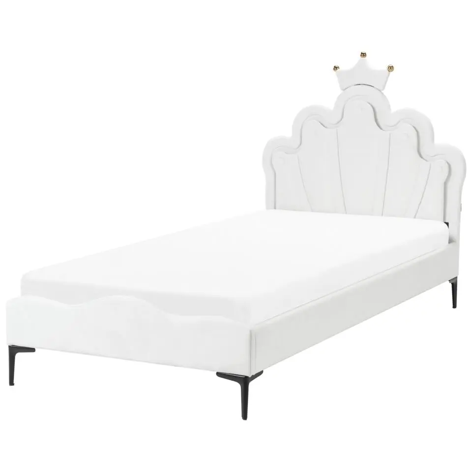 RUBIAN - Bed met LED - Wit - 90 x 200 cm - Fluweel