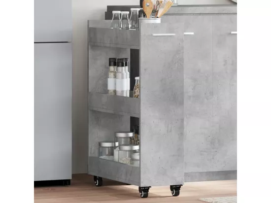 Armoire avec roues gris béton 60x22x79 cm bois d'ingénierie