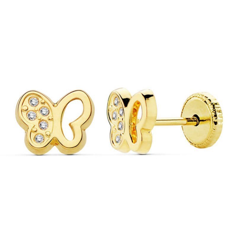 Boucles d'Oreilles  Or 18 Carats 750/000  Jaune - Papillon