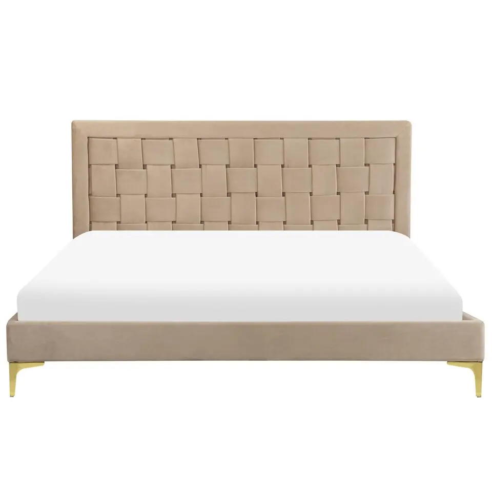LIMOUX - Tweepersoonsbed - Taupe - 160 x 200 cm - Fluweel