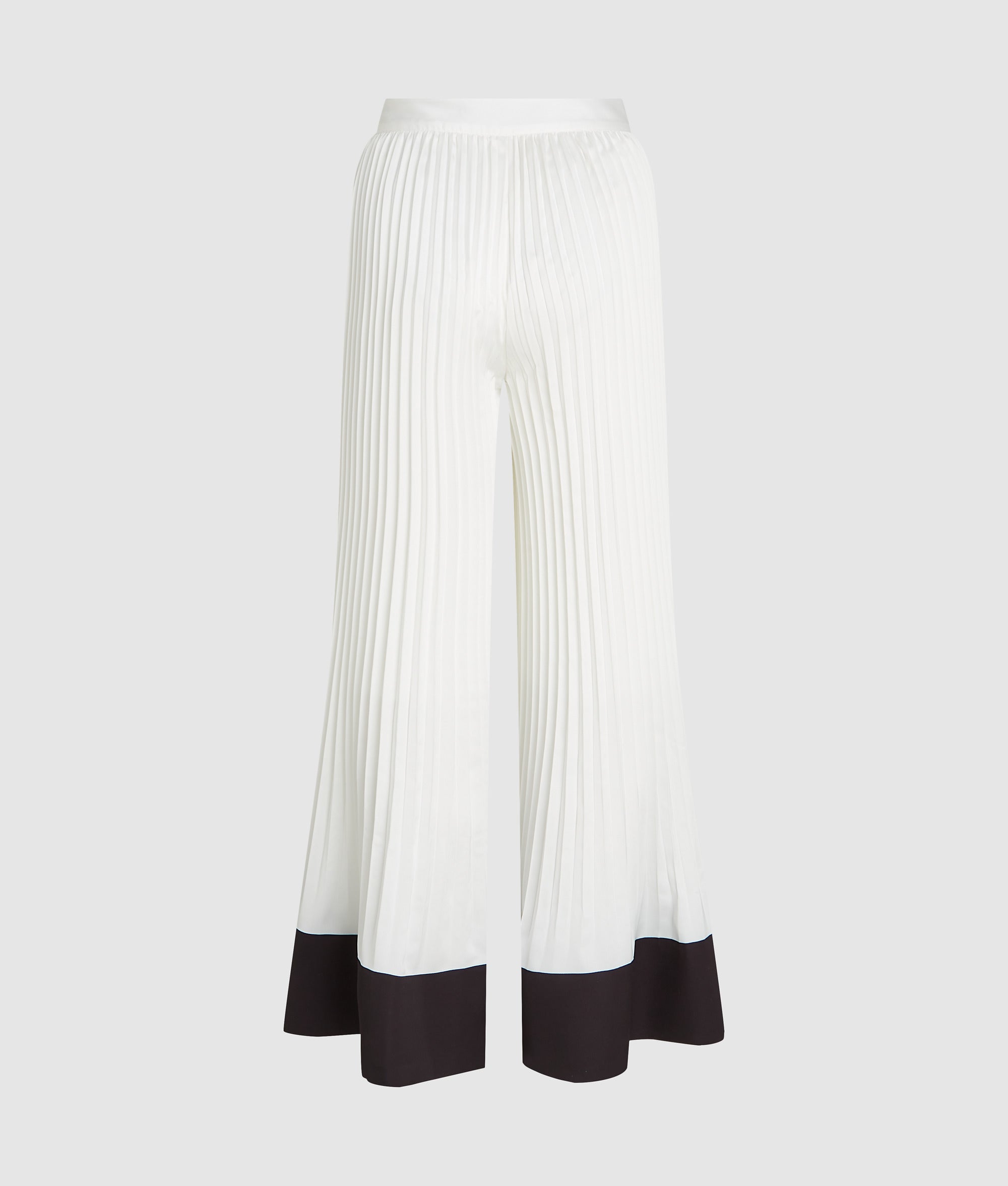 Broek met wijde pijpen en plooiaccent