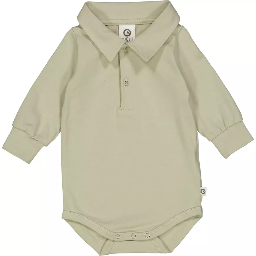 Müsli Polo-Langarmbody Desertgreen