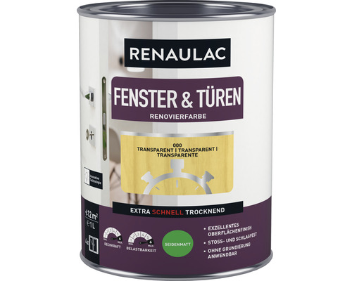 RENAULAC Raamverf Deurverf Satijnafwerking Transparant 1 L