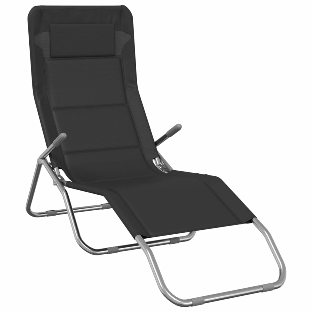 Chaises longues pliables 2 pcs noir textilène et acier