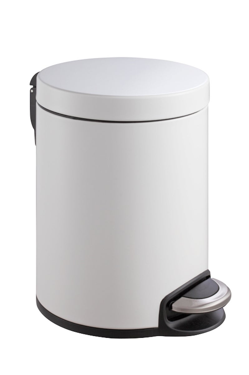 PROREGAL Pedaalemmer met stijlvol pedaal & stil sluitend deksel & kunststof binnenemmer, 5 liter, HxBxD 29 x 20,3 x 26,5 cm, wit