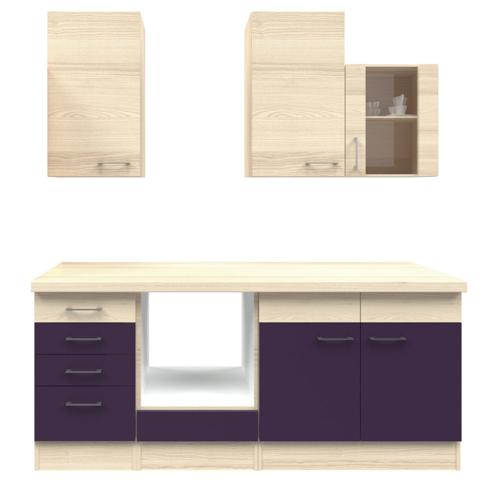Küchenblock FOCUS - Akazie-Aubergine - 210 cm