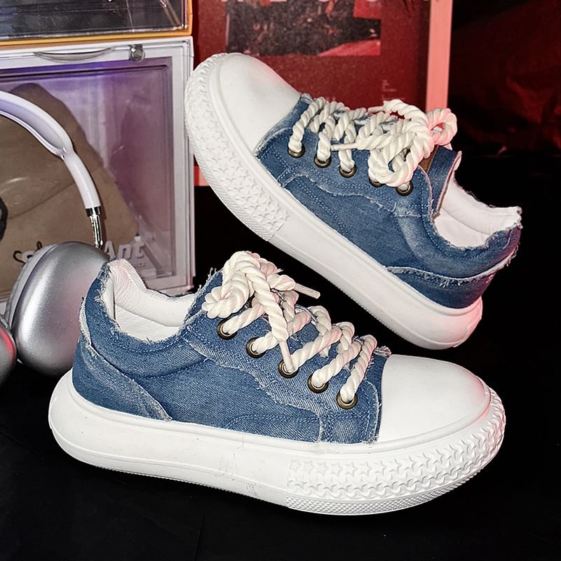 Tanzanite - Veterschoenen met plateauzool