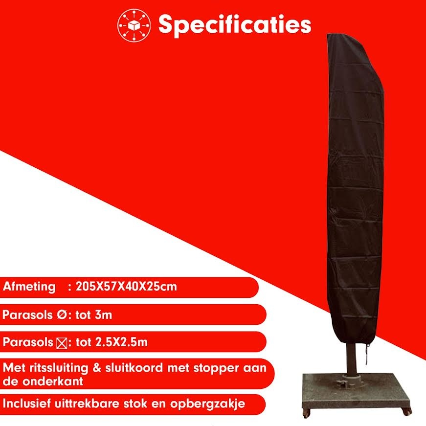 CUHOC Redlabel 205 x 57 x 40 cm zweefparasol hoes