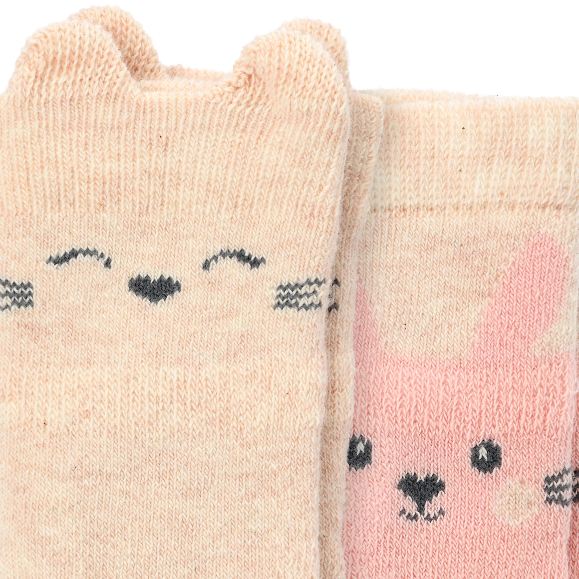 Topomini 2 Paar Newborn Frottee-Socken mit Tier-Motive creme / rosa