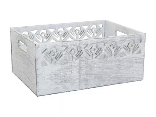 Ensemble de 3 paniers en bois blanc 35x25x15h-30x20x14h-25x15x13