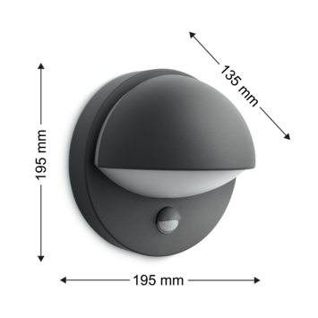 Philips buitenlamp June antraciet met bewegingssensor