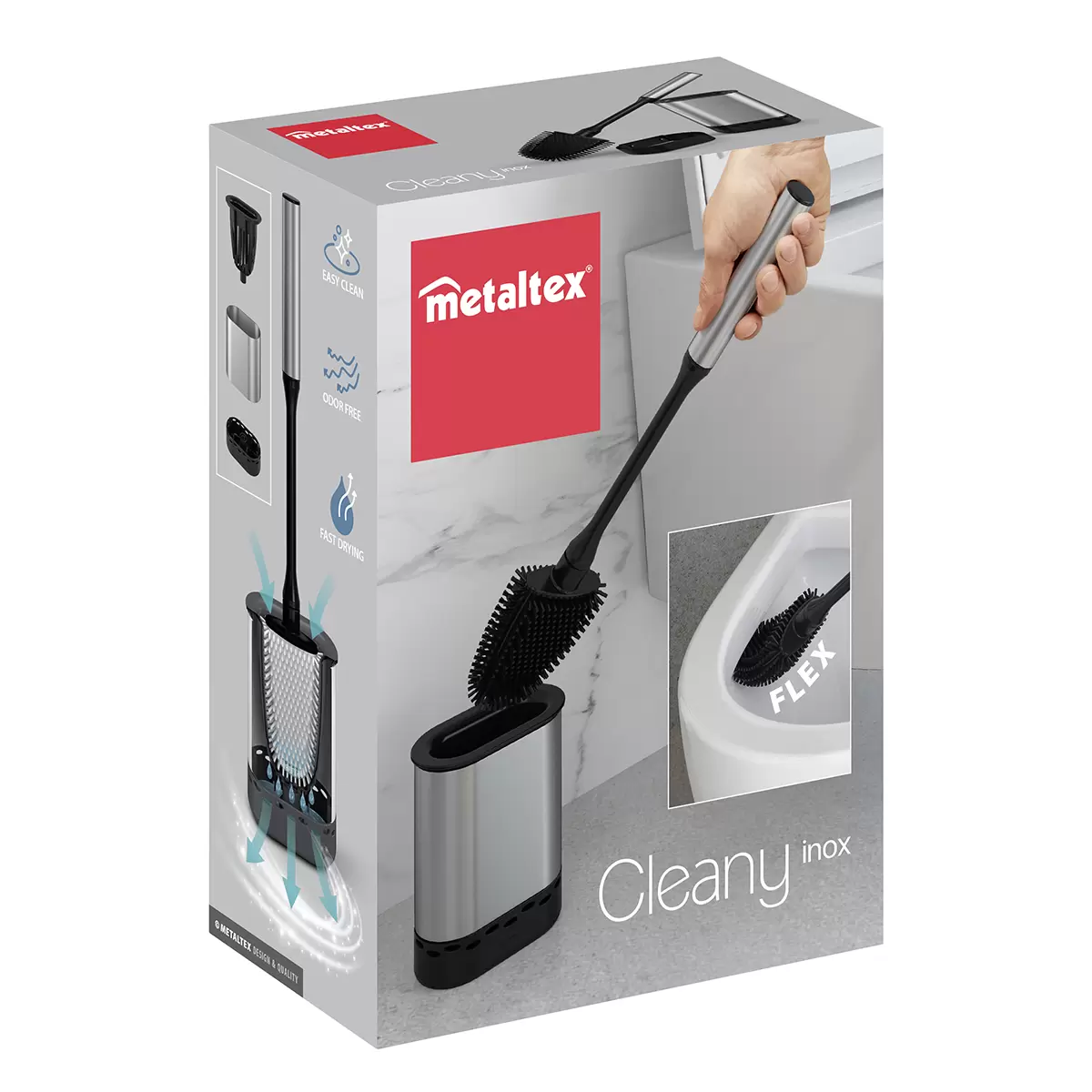 Toilettenbürste mit Behälter Cleany silber,schwarz
