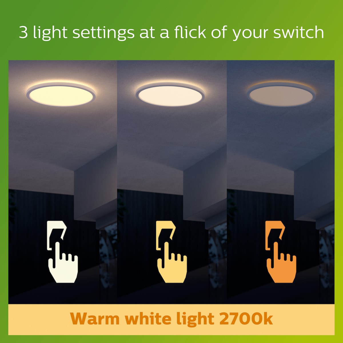 Philips SuperSlim utendørs taklampe 15W