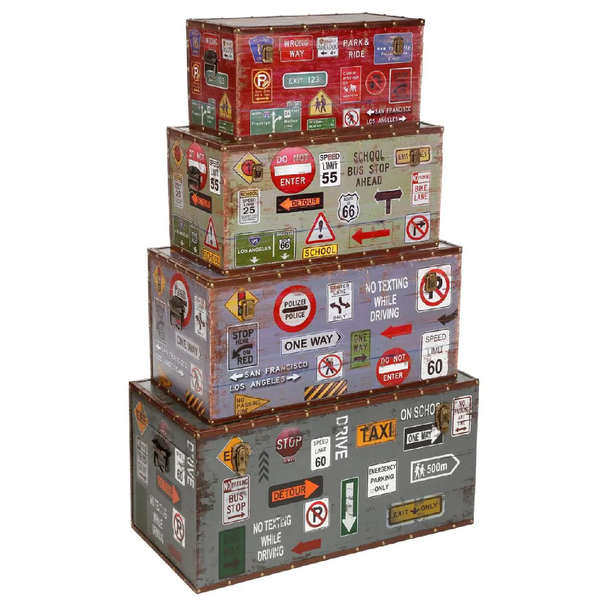 Pegane Set de 4 Malles - Multicolore