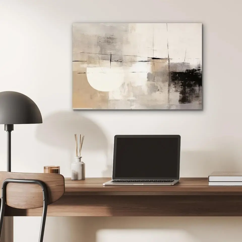 MuchoWow Aluminium Schilderij 60x40cm Abstract Kunst Grijs