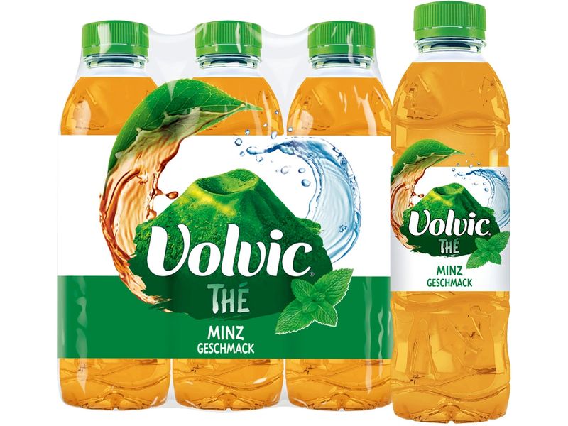 Volvic Eistee Minze 6 x 0.5 l Erfrischungsgetränk mit natürlichem Mineralwasser und Minz- und Grünteearoma
