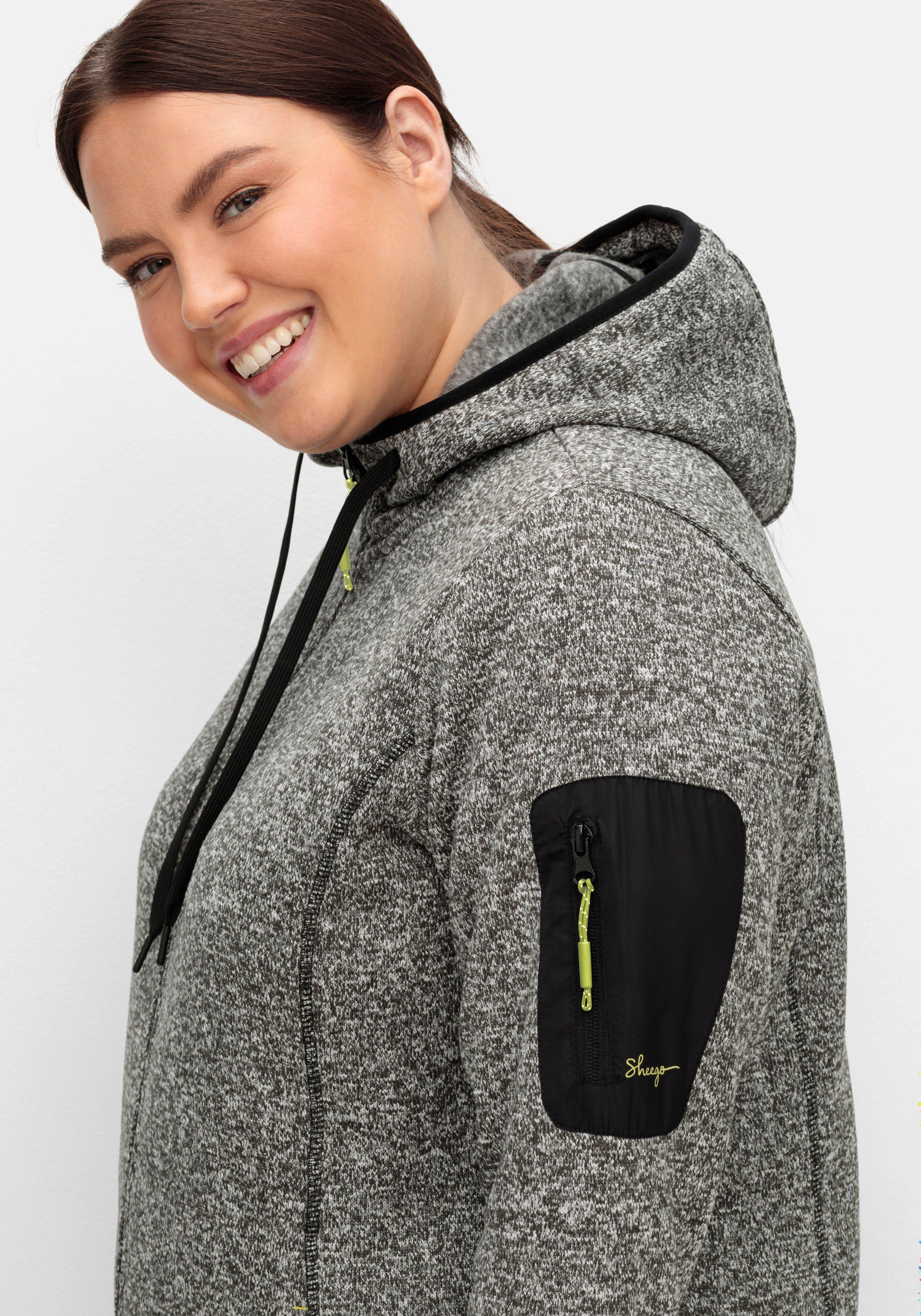 Funktionsjacke aus Strickfleece mit Kapuze