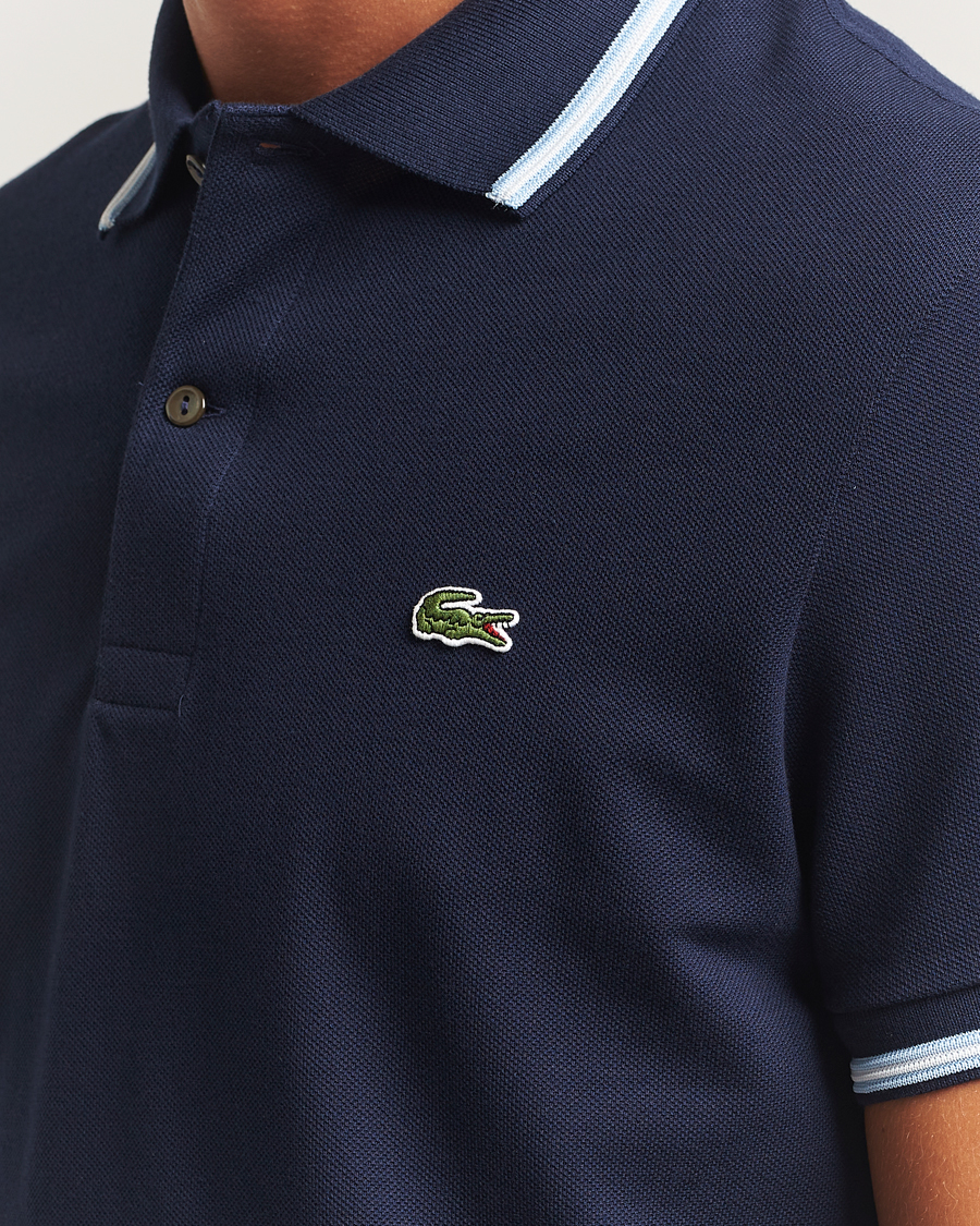 Lacoste Original Stripe Collar Polo Piké Navy Blue