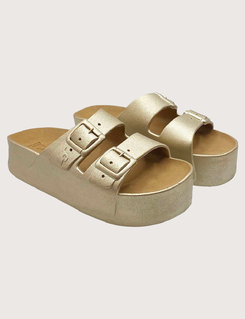 CACATOES SANDALES COMPENSÉES FEMME CAIPIRINHA METALLIC GOLD