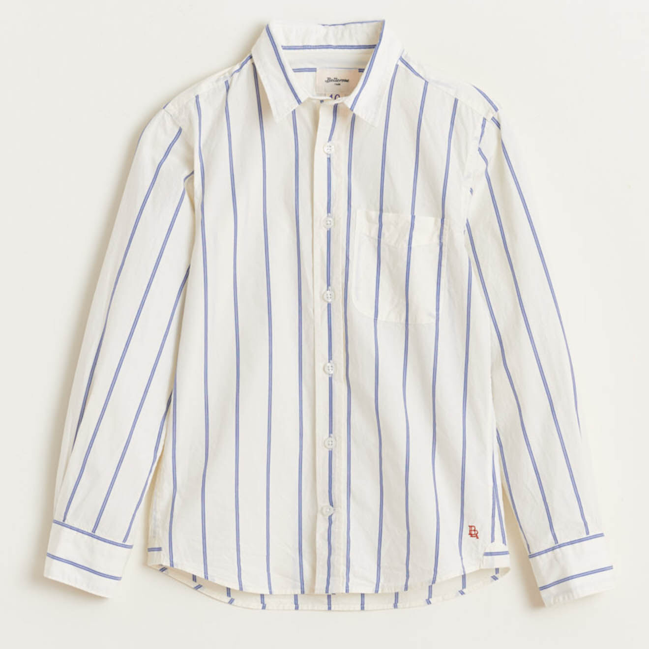 Bellerose Chemise en Coton Ganix rayée blanc/bleu