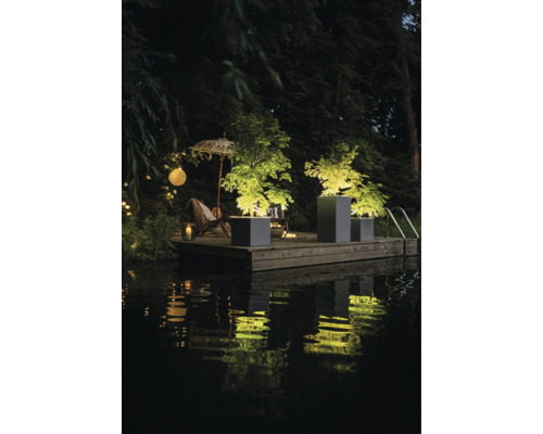 Lechuza Canto Stone 40 LED lage plantenbak, kunststof, 40 x 40 x 40 cm, grafietzwart