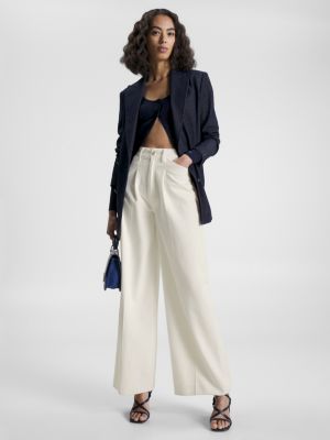 Calças jeans de perna larga e cintura alta