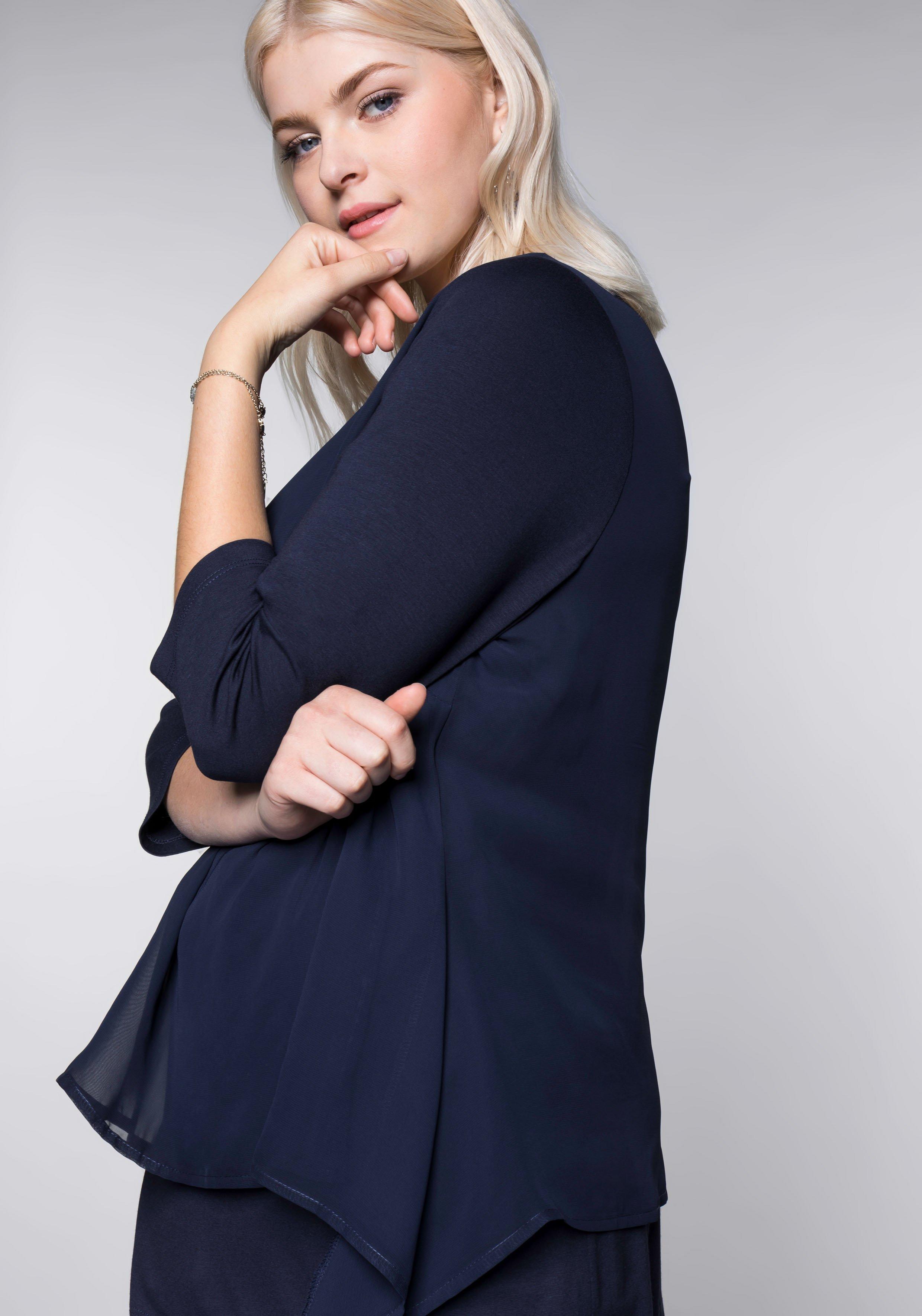 Blusenshirt in leichter A-Linie mit Zipfelsaum